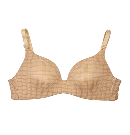 Beige checkered bra on a white background