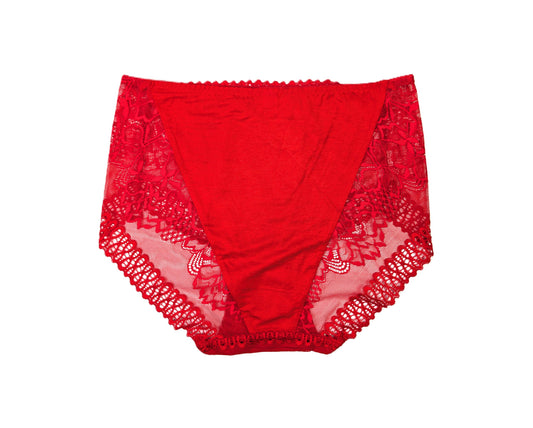 Lace Trim Panty - Red