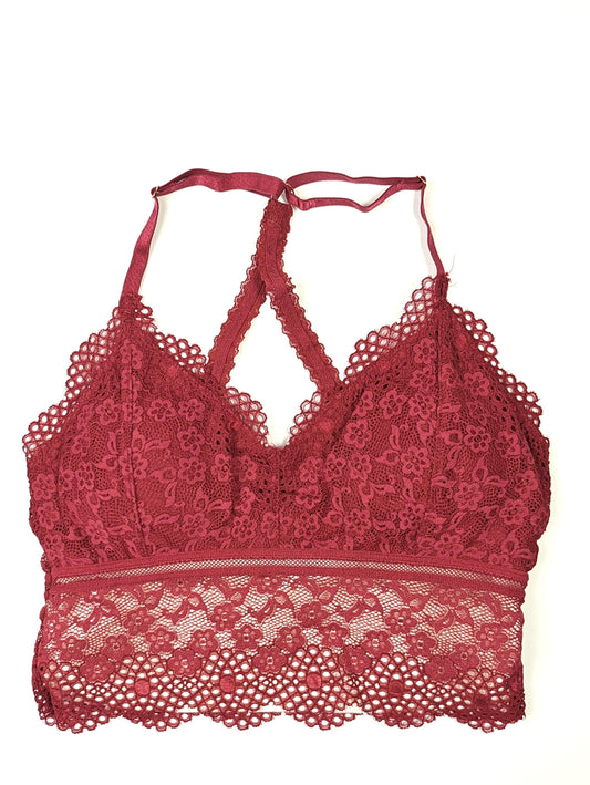 Maroon Brallete Panty Set - Floral Laced