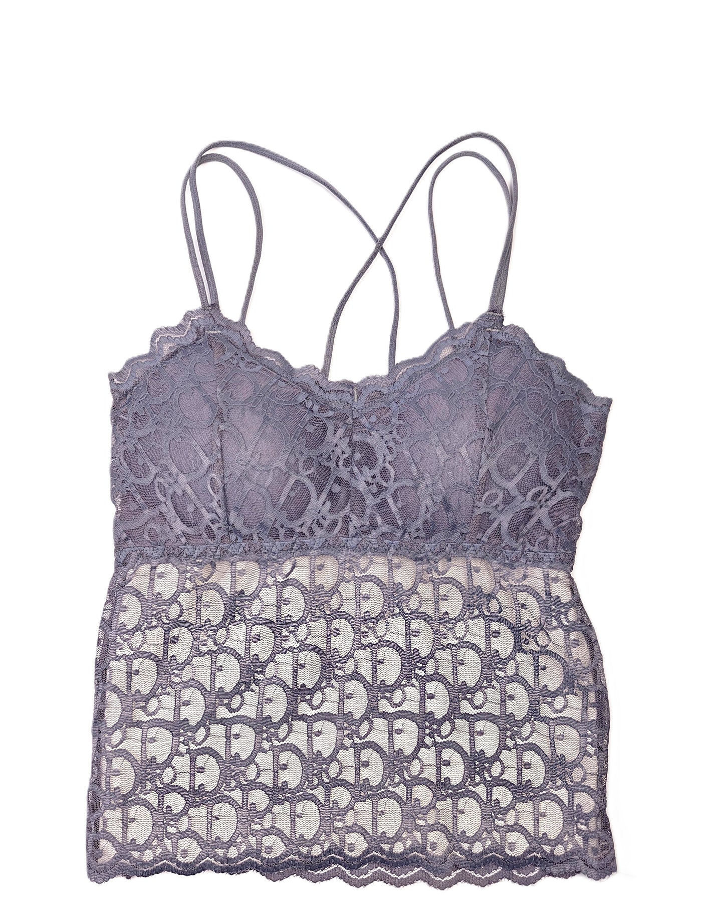 Longline Lace Bralette - Lavender Grey - Removable Pads