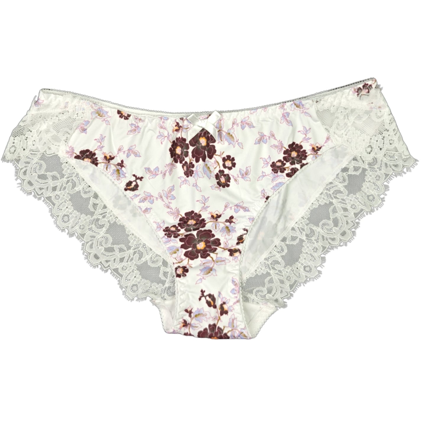 Creamy White Lace Trim Wired Full Cup Padded Bra & Panty