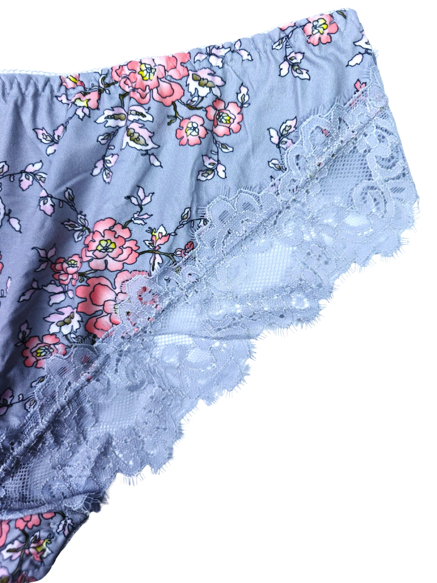 Soft Blue Lace Trim Wired Full Cup Padded Bra & Panty