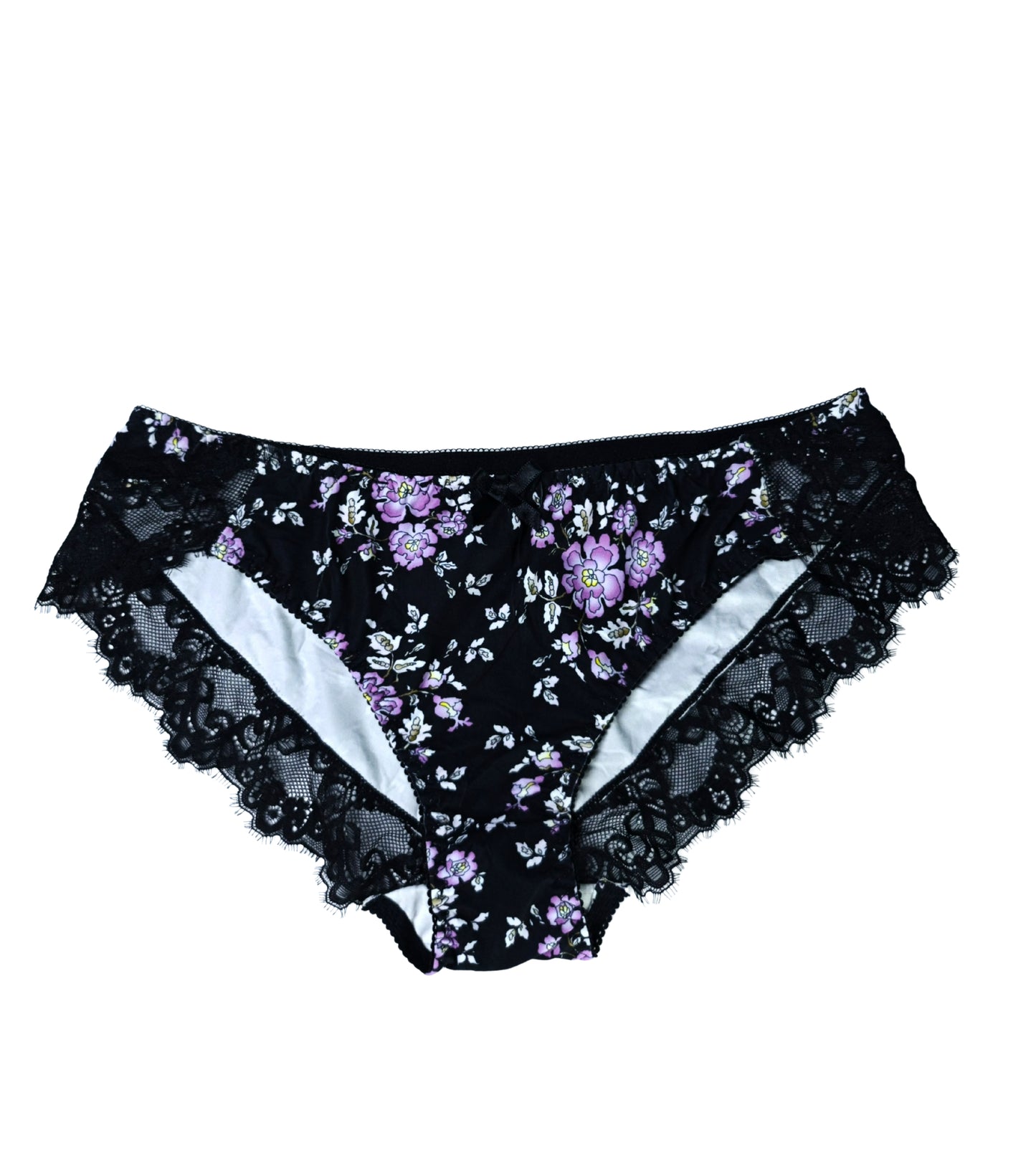 Black Lace Trim Wired Full Cup Padded Bra & Panty