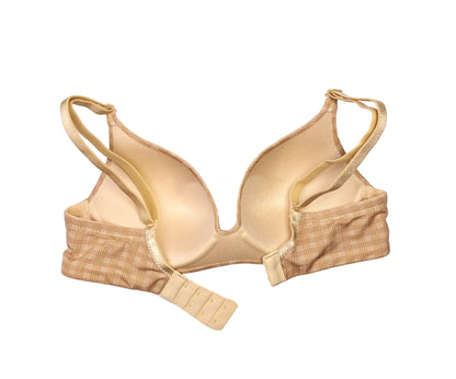 Beige checkered bra on a white background