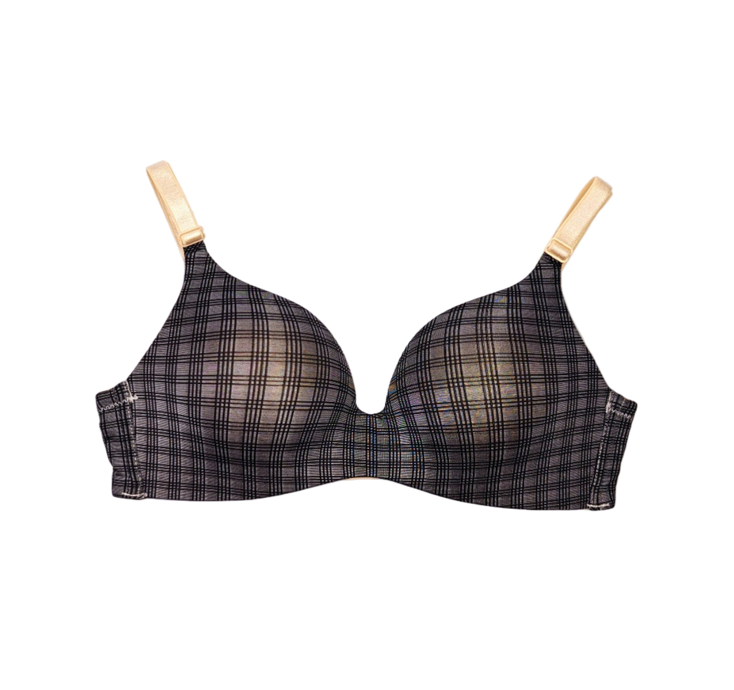 dark gray checkered bra on a white background