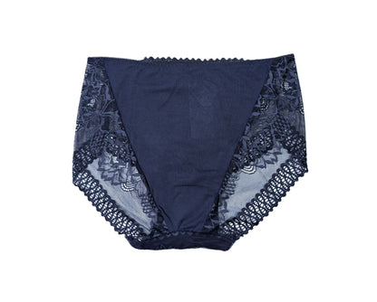 Navy blue Lace Trim panty on a white background
