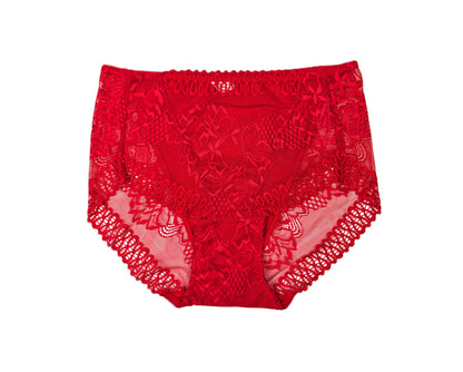 red laced panty on a white background