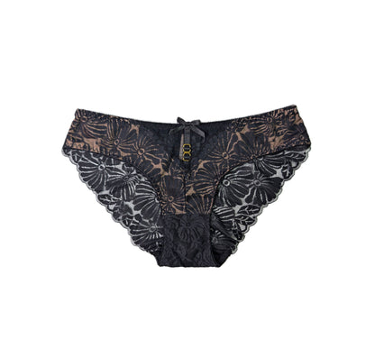 Black & Beige Lace Lingerie Set  - Underwire
