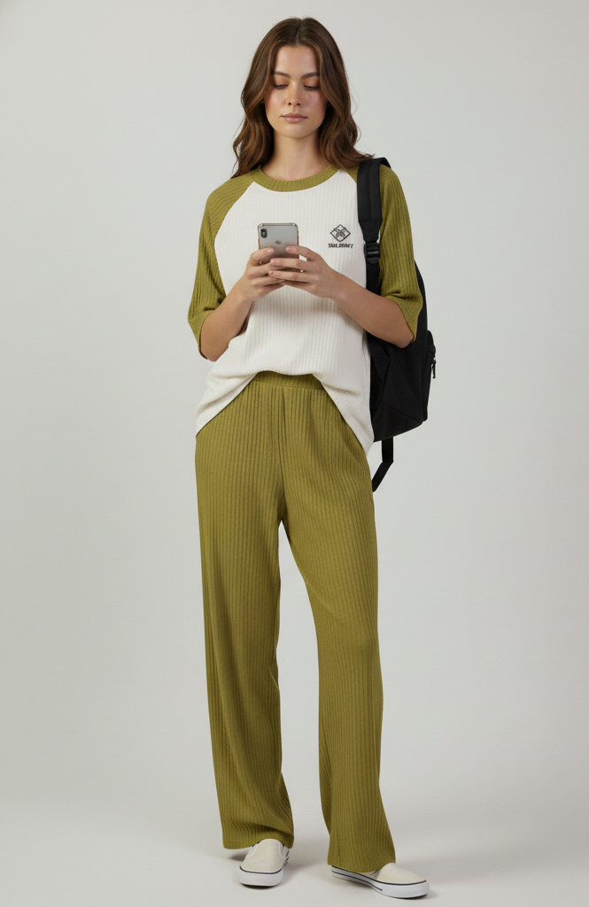 Green Ultra-Soft Ribbed Loungewear