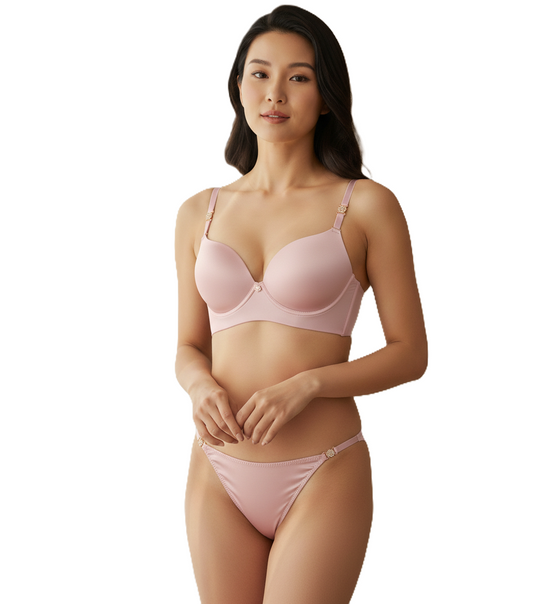 Beautiful Bra with Thong - Tea Pink