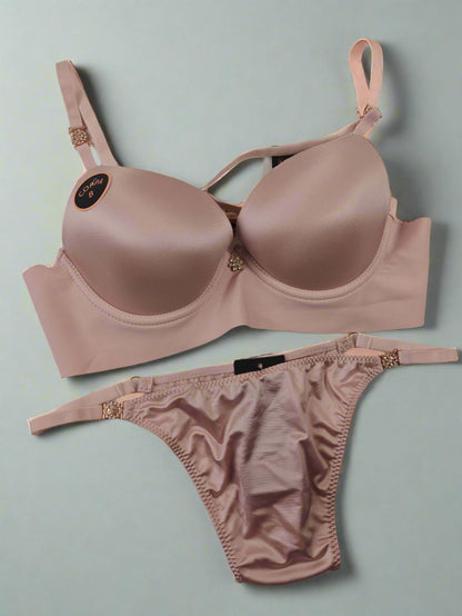 Thong Style Bra Panty Set - Colors available