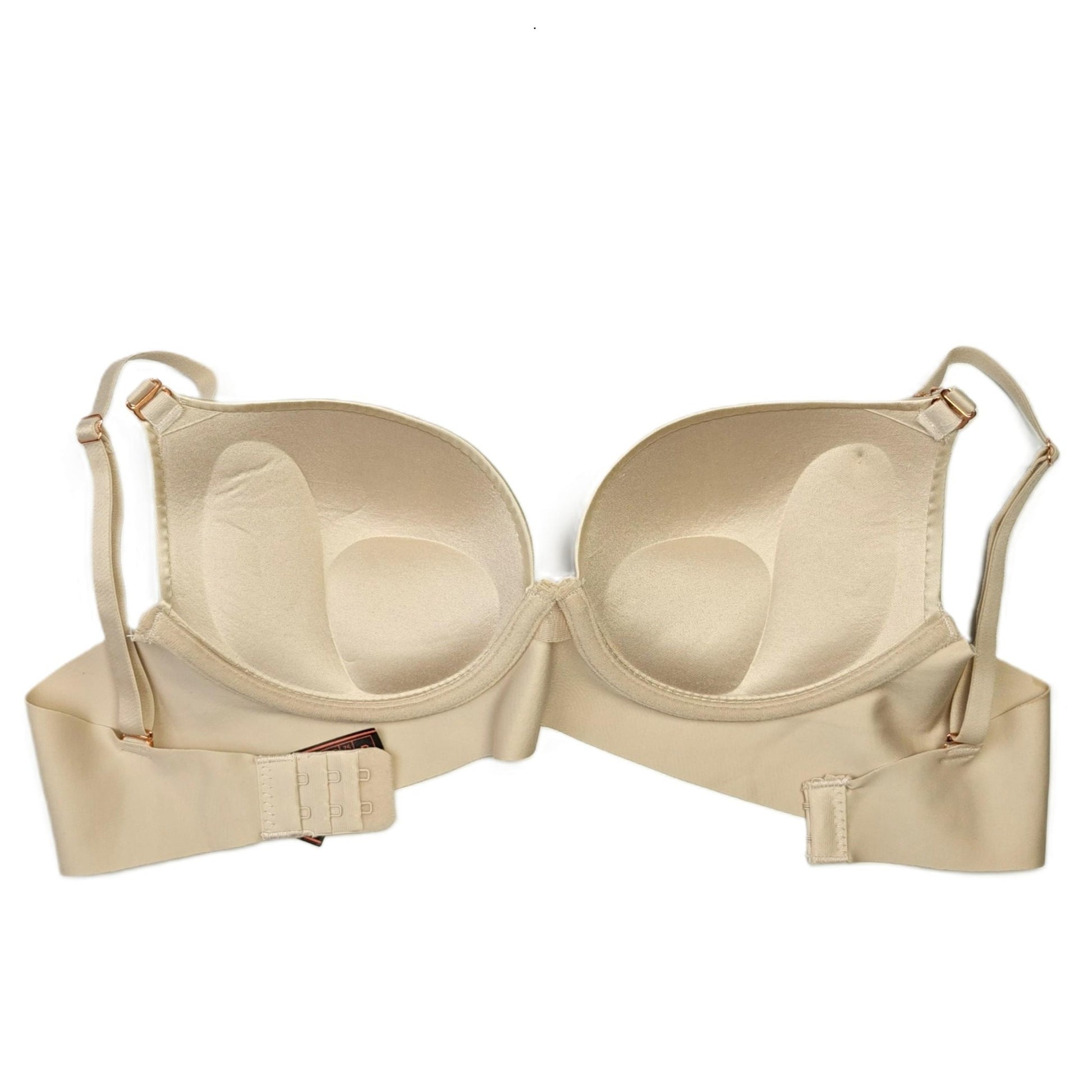 Beige bra on a white background