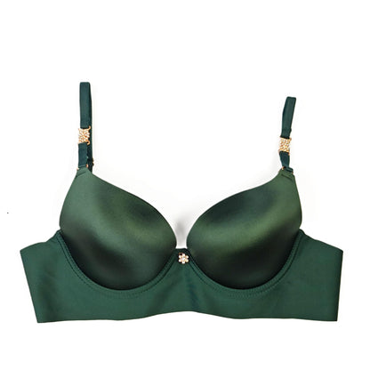 Green bra on a white background