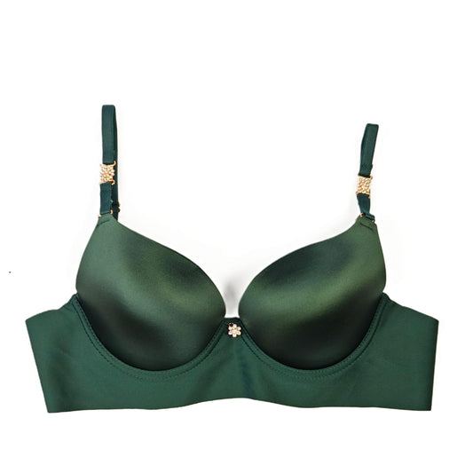 Green bra on a white background
