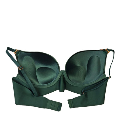 Green bra on a white background