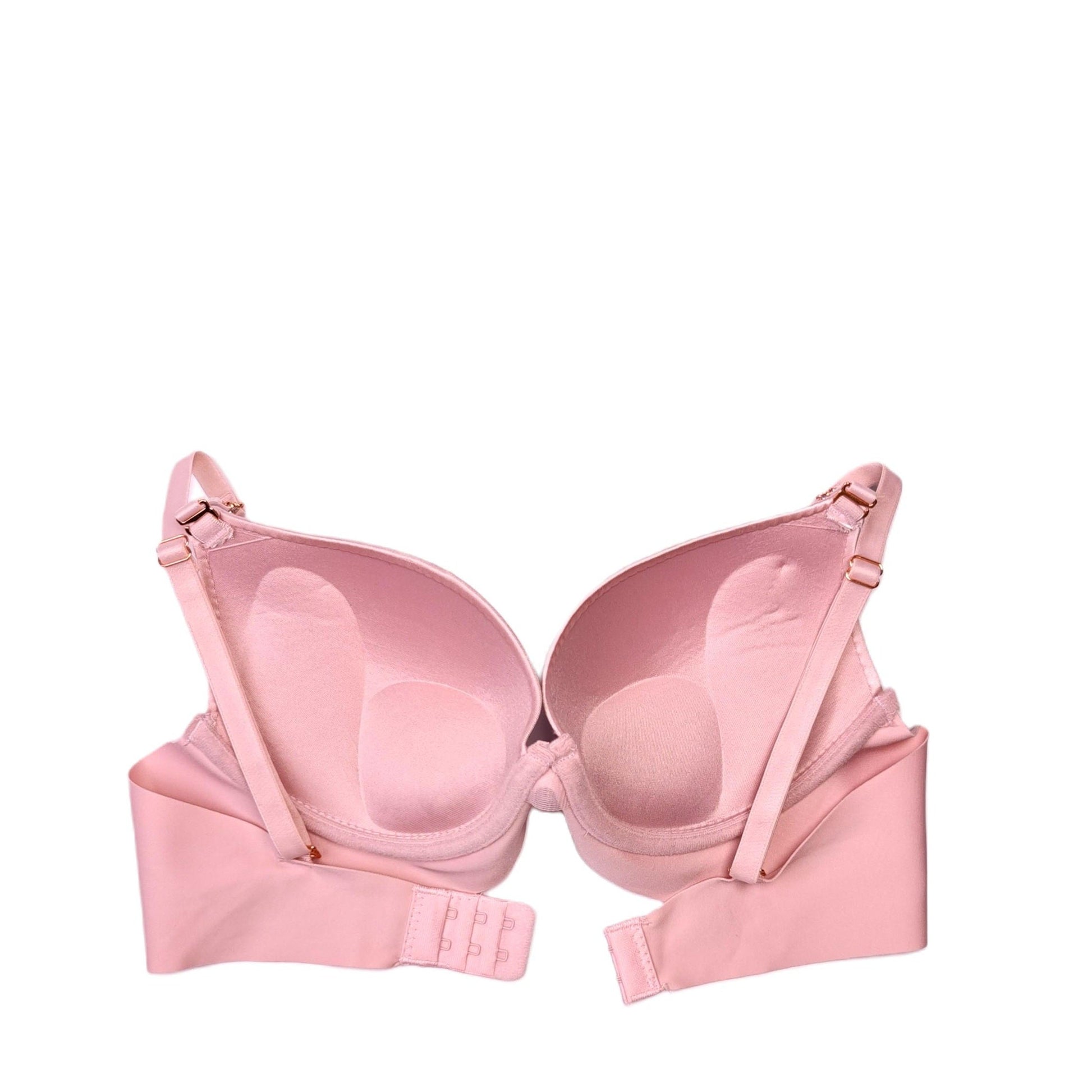 Pink bra on a white background