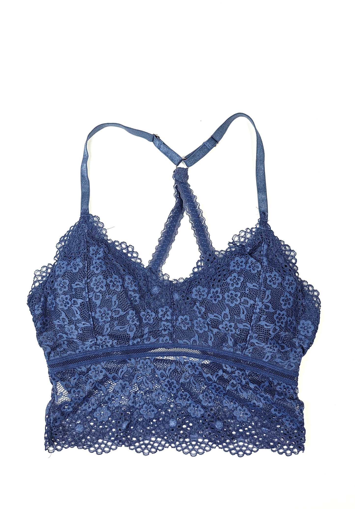 Blue Brallete Panty Set - Floral Pattern