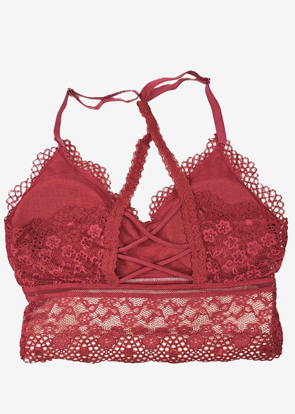 Maroon Brallete Panty Set - Floral Laced