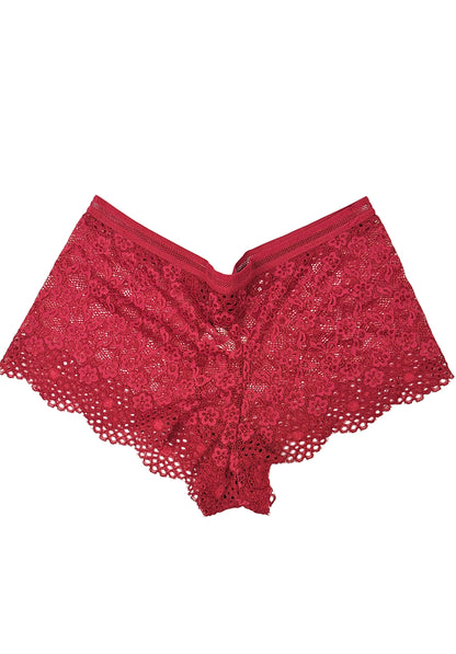 Maroon Brallete Panty Set - Floral Laced