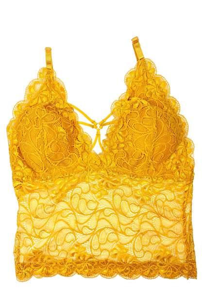 Gold Brallete Panty Set - Floral Lace