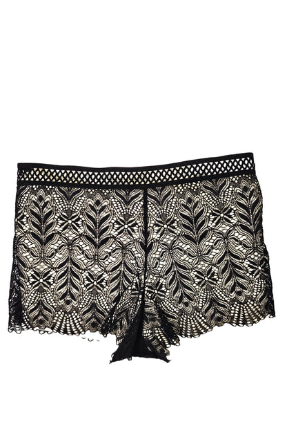 Black lace panty on a white background