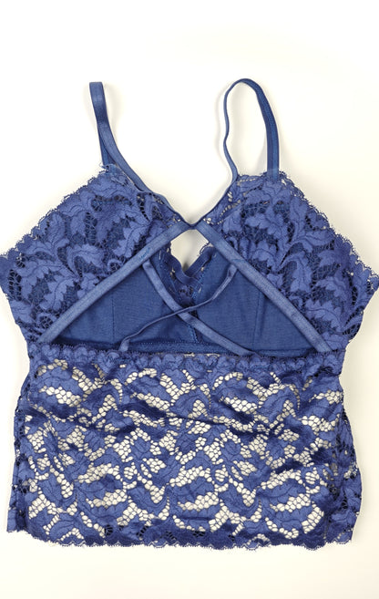 Blue Brallete Panty Set - Floral Pattern