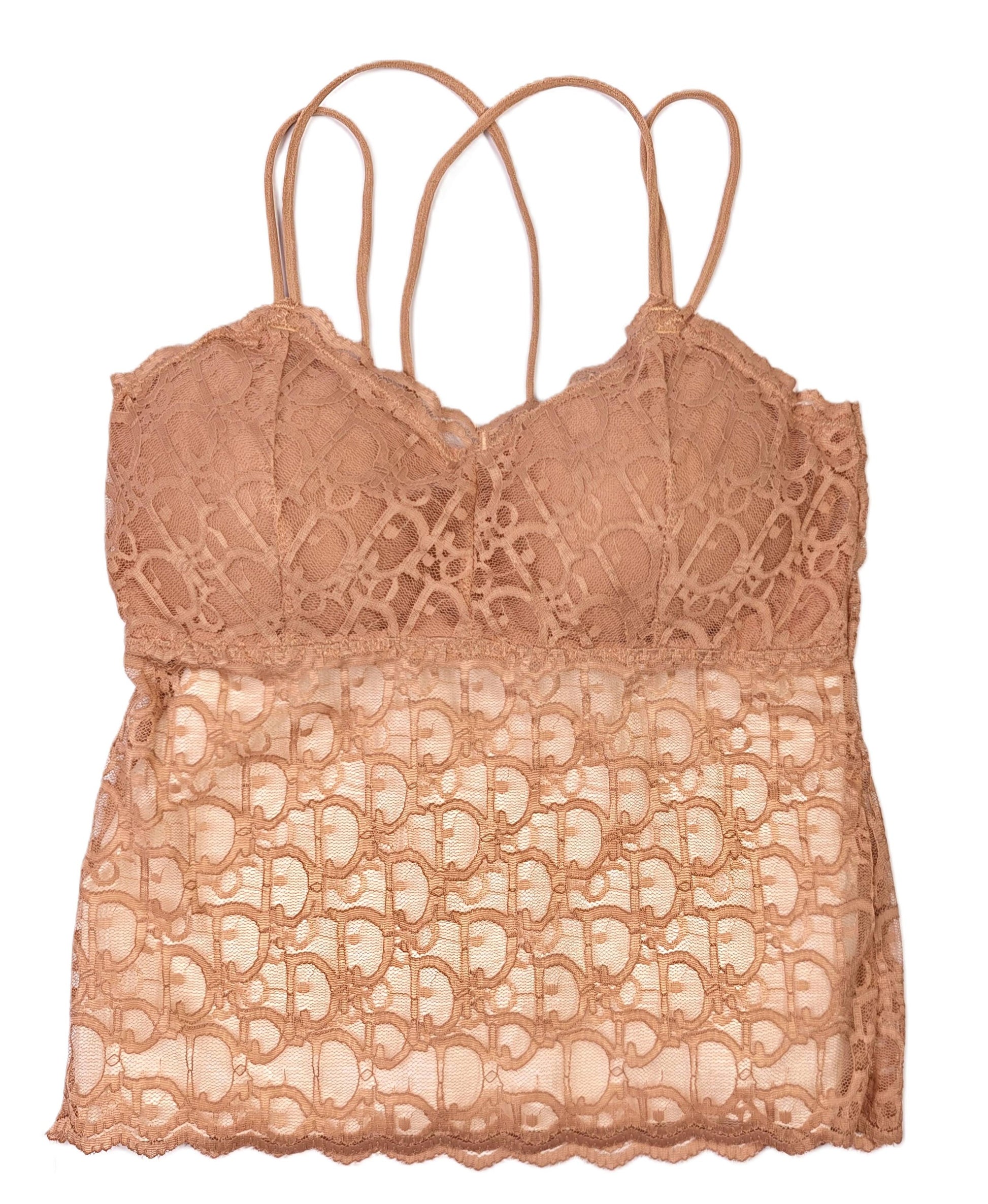 a cocoa brown longline lace bralette on a white background
