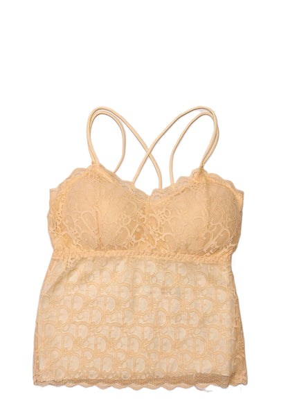 Longline Lace Bralette - Peach Nude - Removable Pads
